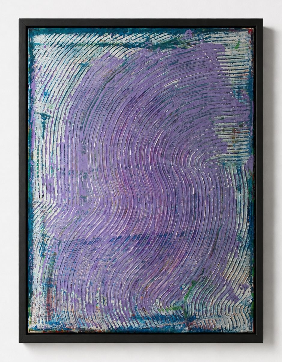 A violet combed field, in a black frame